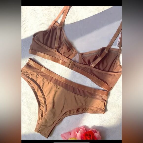 Silky Bronze Bra and panty Set size large. See measurements in photos nwot - Picture 2 of 13